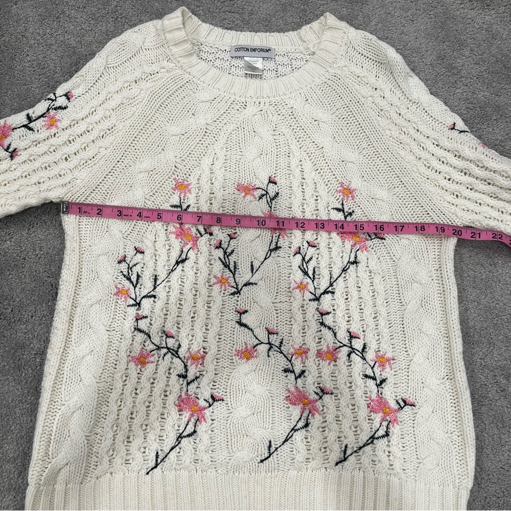 Cotton Emporium Embroidered Ivory Sweater Women’s Sz XL - Picture 7 of 8